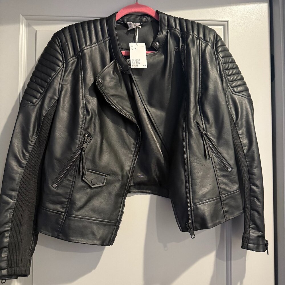 NWT H&M Divided Faux Leather Moto Jacket Size 12
